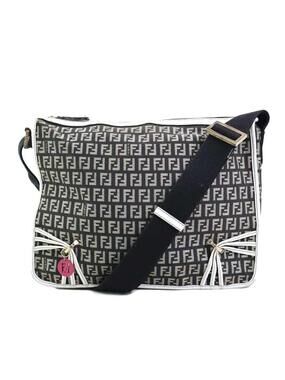 Auth Fendi Shoulder Bag Black X White #302950F33B